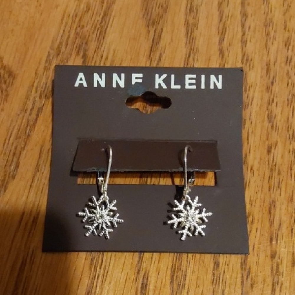 Anne Klein Silver Snowflake Drop Earrings